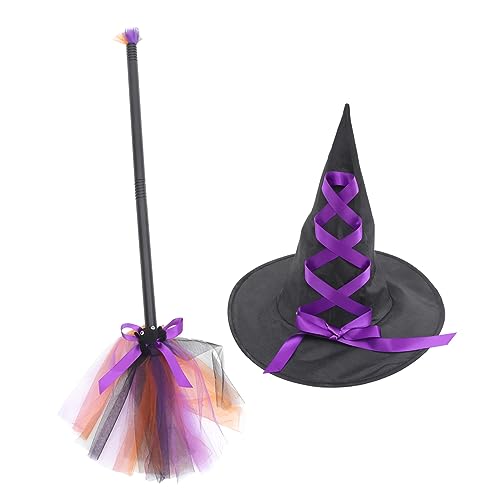 WATIIFUFU 1satz Halloween Hexenhut Und Besen Kit Teiliges Cosplay Requisiten Für Halloween-feiern Kreative Dekoration Für Themenpartys Und Fotosessions von WATIIFUFU
