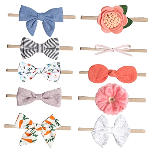 WATIIFUFU 10 Stück Haarbänder Dehnbare Stirnbänder Mit Haarschleifen Für Neugeborene Kleinkinder Und Kinder Perfekt Für Taufe Und Besondere Anlässe von WATIIFUFU