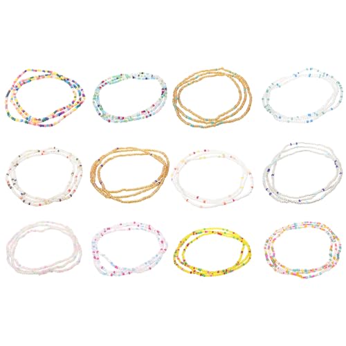 WATIIFUFU 12 Stück Teiliges Boho Perlen Taillenschmuck Taillenschmuck Leichte Hautfreundliche Bauch Körperketten für Frauen Verstellbar Langlebig für Sommerpartys Strand und von WATIIFUFU