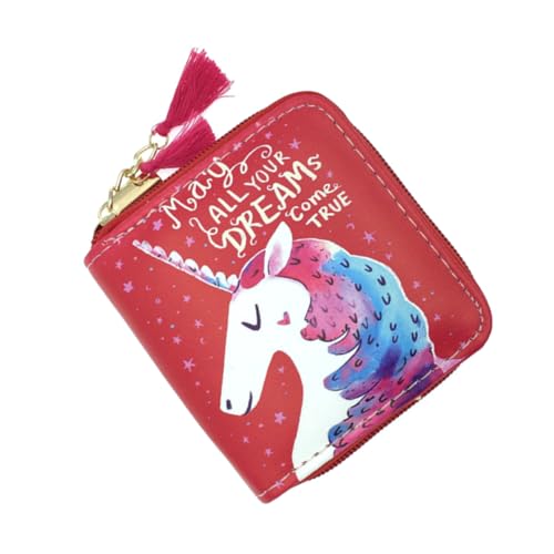 WATIIFUFU Pu Reißverschluss Brieftasche Cartoon Einhorn Muster Kurze Geldbörse Für Mädchen Leicht Tragbar Mit Reißverschluss Für Alltag Und Reise von WATIIFUFU