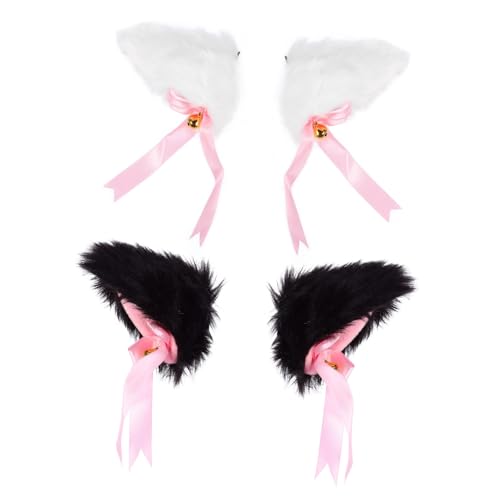 WATIIFUFU 2paare Süße Katzenohren Haarklammern Lovable Cosplay Haarschmuck Katzenohren-haarpins Mit Glocken Für Kreative Kostüme Für Karneval Halloween Und Cosplay-events von WATIIFUFU