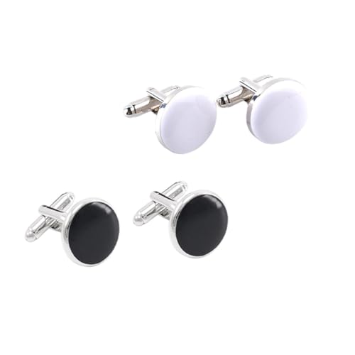 WATIIFUFU 2 Paare Manschettenknöpfe Herren Runde Alloy Sleeve Buttons Französische Hemd Cufflinks Modisch Strapazierfähig Für Business Dinner Party von WATIIFUFU