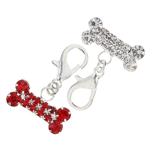WATIIFUFU 2 Stück Haustier Halsband Anhänger Hundeknochen Form Strass Deko Charm Rot Weiß Leicht Robust Für Schlüsselbund Taschen Schmuck Zubehör von WATIIFUFU