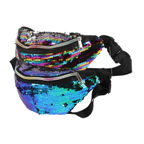 WATIIFUFU 2 Stück Meerjungfrau Pailletten Bauchtasche Damen mit Verstellbarem Gurt Geräumige Hüfttasche für Handy Geldbörse Schlüssel Vielseitig Robust für Outdoor und Alltag von WATIIFUFU