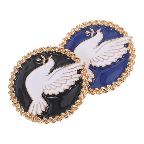 WATIIFUFU 2 Stück Peace Tauben Brosche Teilig Emaille Anstecknadeln Damen Schmuck Friedenssymbol Pin für Kleidung Taschen Schals Modische Vintage Reversbroschen in Schwarz und Blau von WATIIFUFU