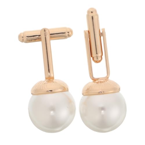 WATIIFUFU 2 Stück Perlen Manschettenknöpfe Herren aus Langlebiger Zinklegierung Klassisch Eleganter Schmuck für Business Hemden Französische Manschetten Zeitlos Stilvoll von WATIIFUFU