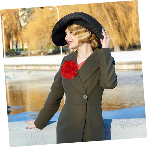 WATIIFUFU 2 Stück Rosenbroschen aus Hochwertigem Stoff Ansteckblumen für Kleider Vielseitige Blütenpins in Rot und Altrosa Handgefertigte Stoffblumen für Hochzeit Party Geburtstag und von WATIIFUFU