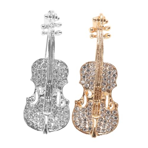 WATIIFUFU 2 Stück Violin Broschen aus Legiertem Material Modische Anstecknadeln für Kleidung Schal und Hut Langlebige Reverspins Vielseitiger Schmuck für Damen und Accessoire Veredelung von WATIIFUFU