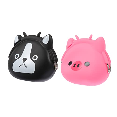 WATIIFUFU 2stücke Cartoon Silikon-münzbeutel Lustiger Langlebiger Geldbeutel Für Kleingeld Für Damen Und Weißer Hund Schwein Design von WATIIFUFU