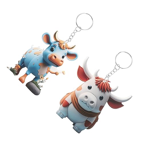 WATIIFUFU 2stücke Teiliges Hochland-Rinder Schlüsselanhänger Acryl Für Taschen Rucksäcke Und Schlüssel Einzigartige Dekoration Mit Glatter Oberfläche Und Hochwertiger Verarbeitung von WATIIFUFU