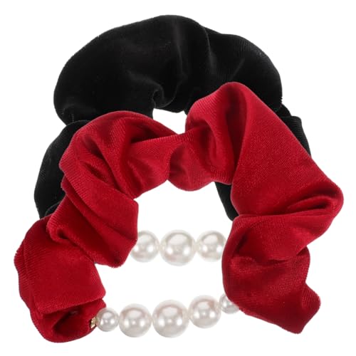 WATIIFUFU 2stücke Samtperlen Haargummis Große Elastische Haargummis Für Damen Und Mädchen Haarschmuck Pferdeschwanzhalter Seile Für Haarstyling von WATIIFUFU