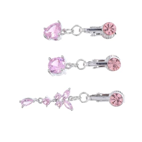 WATIIFUFU 3 Stück Fake Bauchnabelpiercing mit Funkelnden Zirkonia Herz Schmetterling Designs Hautfreundlich Modischer Körperschmuck für Damen Vielseitig Kombinierbar zu Casual und von WATIIFUFU