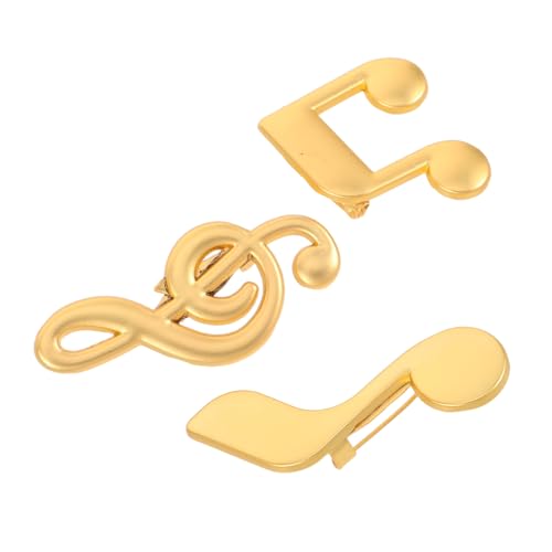 WATIIFUFU 3 Stück Musikalische Noten Broschennadel Goldfarben Feine Details Modisches Anstecknadel Zubehör für Anzug Damen Herren Hochzeit Party Alltag von WATIIFUFU