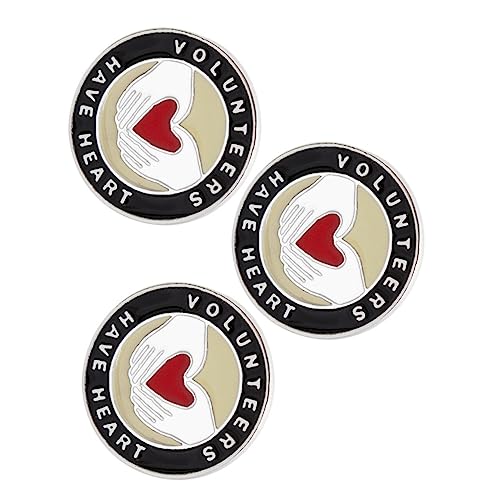 WATIIFUFU 3 Stück Runde Volunteer Broschen aus Langlebiger Legierung Farbige Anstecknadeln für Kleidung Modische Herz designs für Freiwillige für Partys Hochzeiten und Zufällige Farbe von WATIIFUFU