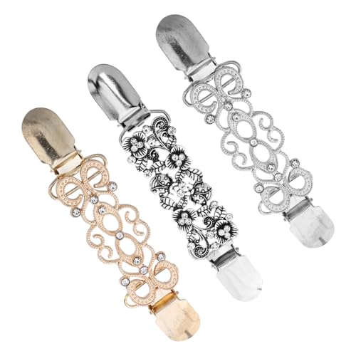 WATIIFUFU 3 Stück Teiliges Modischer Strickjacken clip mit Strass Eleganter zum Fixieren von Kleidern Schals und Blusen für Damen und Mädchen von WATIIFUFU