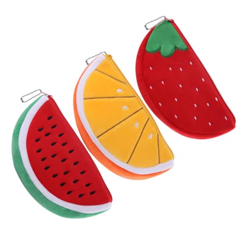 WATIIFUFU 3St Fruchtgeldbeutel Geldbeutel Mini Handyhülle mit größerer Tasche orangefarbener Beutel Wassermelone Geldbörse süßer Halter kleine geldbörse für Damen süße Geldbörse Polyester von WATIIFUFU