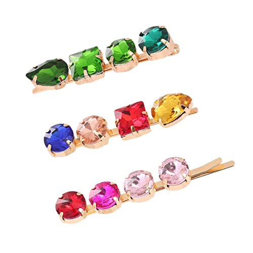 WATIIFUFU 3stücke Haarnadel Aus Legierung Mit Strasssteinen Seitliche Clip-haarspangen Für Mädchen Und Frauen Bunte Haarspangen von WATIIFUFU