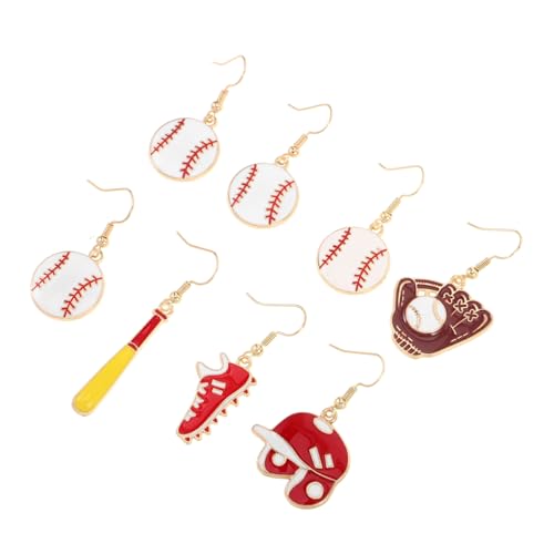 WATIIFUFU 4paar Baseball-ohrringe Für Frauen Asymmetrische Sport-ohrhänger Mit Hut Und Fledermaus-design Schicke Ohrringe Aus Leichten Materialien Für Partys Verabredungen Und Alltag von WATIIFUFU