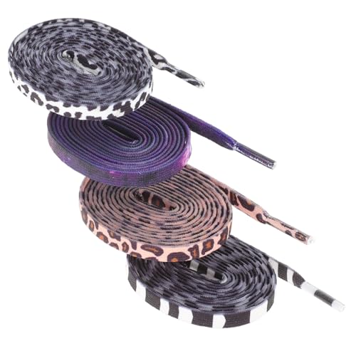 WATIIFUFU 4 Paare Sports Schnürsenkel Polyester Elastisch Leicht Strapazierfähig Ersatz Schnürbänder für Sneaker Damen Herren Mix Farben Sternenhimmel Leopardenmuster Kuh Zebra von WATIIFUFU