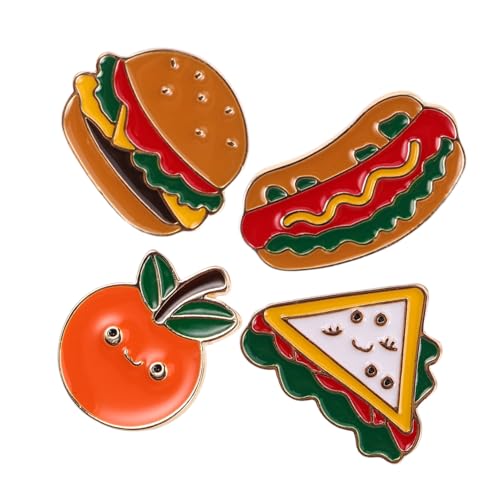 WATIIFUFU 4stücke Süße Food-anstecker Hamburger- -sandwich-broschen Aus Metalllegierung Lustige Und Langlebige Anstecker Für Rucksäcke Kleidung Hüte Partys Alltag von WATIIFUFU