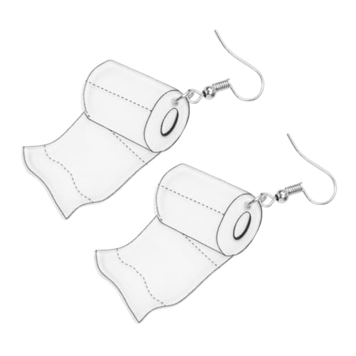WATIIFUFU 4 Stück Teilige Acryl Ohrhänger Toilettenpapier Design Leicht Modisch Damen Schmuck Trendige Ohranhänger Weiß Ohrhaken Stil Bequem Tragbar Kreatives Geschenk von WATIIFUFU