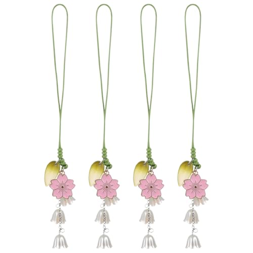 WATIIFUFU 4 Stück Teiliges Bunter Tulpen Schlüsselanhänger Handgefertigt Kurzer Handyschmuck Modischer Anhänger für Damen Vielseitiger Telefon lanyard mit Künstlerischem Blumenmotiv von WATIIFUFU