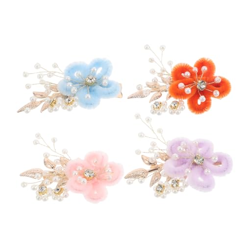 WATIIFUFU 4stücke Blumenhaarspangen Für Damen Mit Künstlichen Perlen Und Blättern Leichte Haarschmuck Für Hochzeit Brautjungfern Und Besondere Anlässe von WATIIFUFU