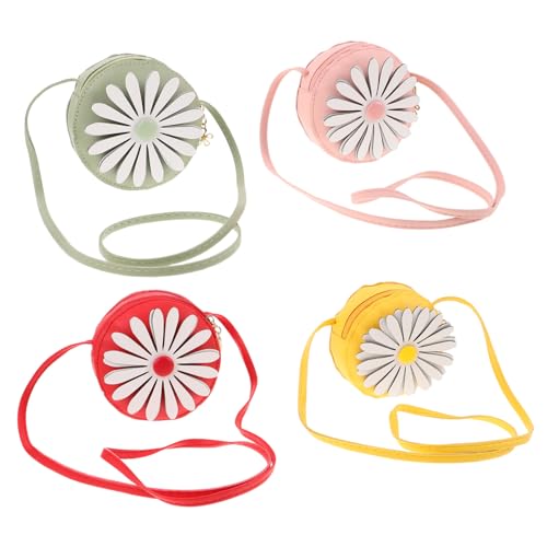 WATIIFUFU 4 Stück Teiliges Mini-Daisy Umhängetasche für Kleine Leichte Schultertaschen mit Reißverschluss Süßes Blumenmotiv für Geburtstage Reisen Partys und Alltag von WATIIFUFU