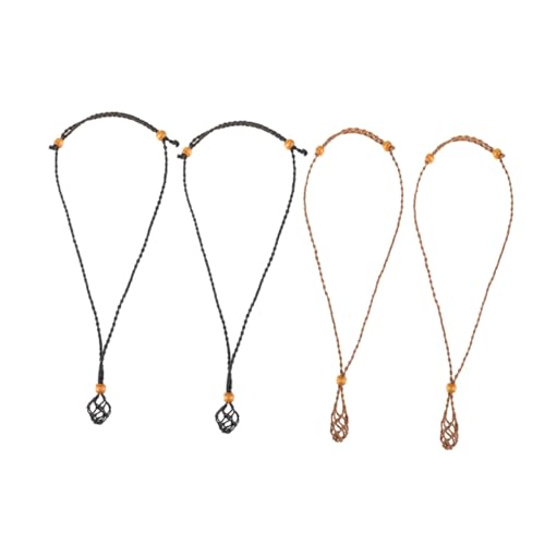 WATIIFUFU 4 Stück Teiliges Verstellbares Wachskordel Leerem Steinhalter für DIY Halsketten Langlebig Hautfreundlich Geeignet für Damen Schmuckherstellung und Individuelle Kristallanhänger von WATIIFUFU