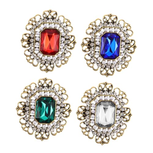 WATIIFUFU 4 Stück Teiliges Vintage Broschen Strass und Perle Retro Zinklegierung Schmuck für Braut Hochzeit Ball und Festliche Anlässe Klassische Anstecknadeln für Damen von WATIIFUFU