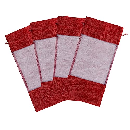 WATIIFUFU 4stücke Weinflaschentaschen Mit Fensterdesign Wiederverwendbare Flaschentasche Kordelzug Für Geschenke Weinflaschenbeutel Aus Hochwertigem Material Leicht Und Reißfest von WATIIFUFU