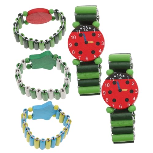 WATIIFUFU 5 Stück Teiliges Holzspieluhren Lernspielzeug Cartoon Armband Farbenfroh Langlebig Pädagogisch Frühe Jungen Mädchen Zufällige Farbe Zufällige Farbe von WATIIFUFU