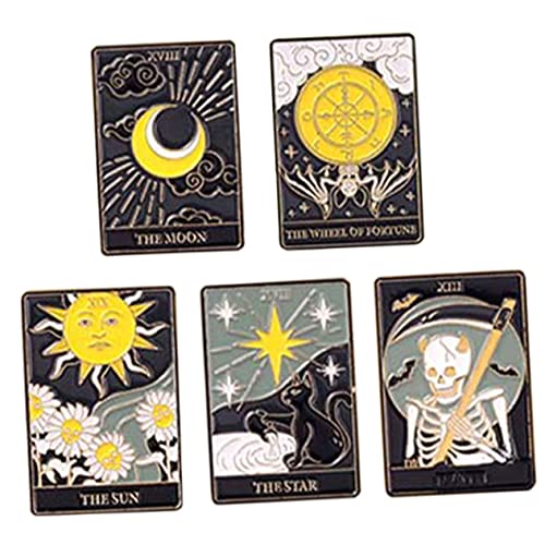 WATIIFUFU 5 Stück Teiliges Tarot Broschen Anstecknadeln für Rucksack Jacke Pullover Mütze Kreative Emaille Broschen mit Fester Befestigung Geschenkidee für Damen und Herren von WATIIFUFU