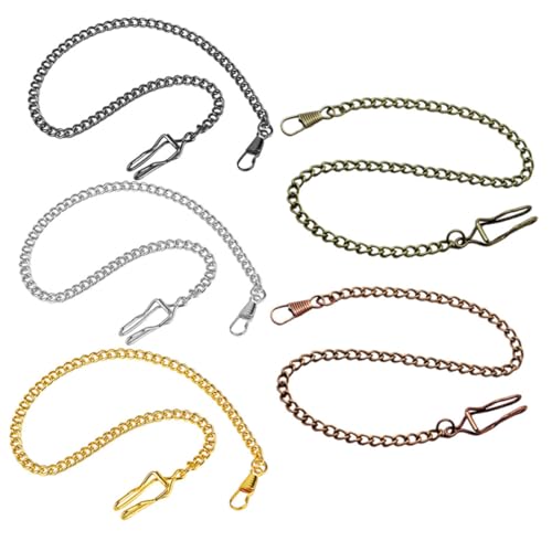 WATIIFUFU 5stücke Uhrenkette Aus Metall Für Herren Taschenuhr Mit Clip Antikes Design Langlebiges Und Robustes Armband Für Taschenuhr Und Jeanskette von WATIIFUFU