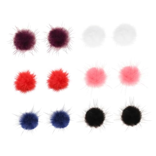 WATIIFUFU 6 Paare Damen Ohrstecker mit Flauschigen Fellbällchen Modische Handgefertigte Ohrringe für Mädchen und Frauen Elegante Langlebige Accessoires Vielseitig Zufällige Zufällige Farbe von WATIIFUFU