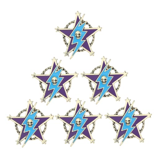 WATIIFUFU 6 Stück Retro Fünf-punkte Stern Broschen für Herren Vintage Metall Anstecknadeln für Anzüge Jacken Rucksäcke Robuste Modeabzeichen für Halloween und Alltag von WATIIFUFU
