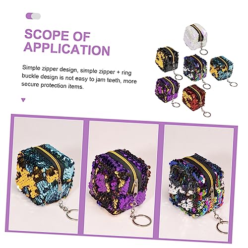 WATIIFUFU 6 Stück Teiliges Mini Geldbörse mit Pailletten Kleine Münzgeldbörse mit Reißverschluss Leichte Damen Portemonnaie für Kleingeld Farbenfrohe Wechselbörse für Mädchen und Frauen von WATIIFUFU