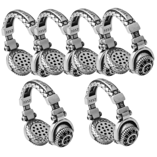 WATIIFUFU 6 Stück Teiliges Modische Offene Kopfhörer ringe aus Langlebiger Legierung Verstellbar Coole Punk accessoires für Männer und Frauen Stylisches Schmuckstück für Alltag und Geschenk von WATIIFUFU