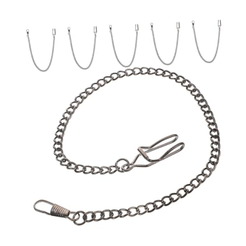 WATIIFUFU 6 Stück Teiliges Set Taschenuhrenketten für Herren Vintage Metalllegierung Kratzfest Kompatibel Einfacher Clipverschluss Stilvolles Retro Accessoire für Formelle Anlässe von WATIIFUFU