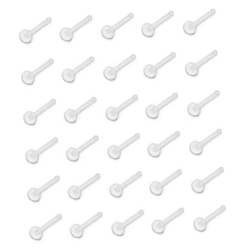 WATIIFUFU 60 Stück Medizinischer Unsichtbarer Nasenring Aus Kunststoff Klar S-form Gebogen Und Gerade Für Damen Und Herren Langlebiger Nasenschmuck von WATIIFUFU
