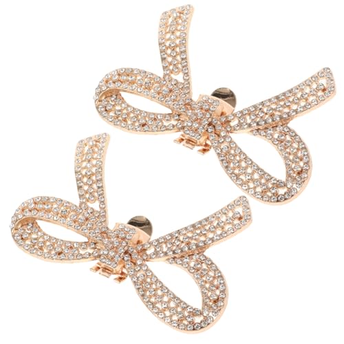 WATIIFUFU Abnehmbare Strass Schuhclips mit Schleifen design Elegante Schuhdekoration aus Metall für Damen Pumps Hochzeit Party Vielseitiger Schuhschmuck Goldfarbene Clips für High Heels von WATIIFUFU