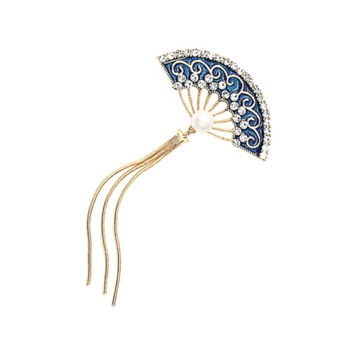 WATIIFUFU Alloy Brosche Damen Elegant Emaille Strass Fächer Design mit Quaste Persönlichkeits Schmuck Anstecknadel für Kleidung Taschen und Hüte Modisch Vielseitig Einsetzbar von WATIIFUFU