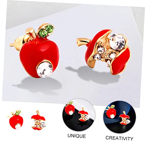 WATIIFUFU Apfel Ohrstecker Damen Ohrringe Kreative Form Zirkonia Schmuck Modisch Elegant Leicht Schmuck für Frauen von WATIIFUFU