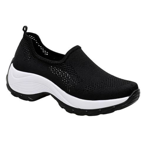 WATIIFUFU Atmungsaktive Damen Sportschuhe mit Luftpolster Leichte Outdoor Laufschuhe Schnelltrocknendes Mesh Bequemer Sitz für Alltag und Sport in Schwarz von WATIIFUFU