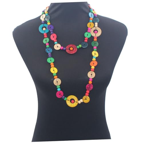 WATIIFUFU Bohemia Stil Halskette Damen Lang Vintage Holzperlen Ethnischer Look Modeschmuck Accessoire für Alltag Party und Geschenk von WATIIFUFU