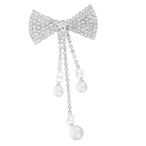 WATIIFUFU Brosche für Damen mit Schleifen Design Strasssteinen und Perlenquaste Stabile Sicherheitsnadel Modisches Accessoire für Hochzeiten Partys und Vielseitige Kleidungsdekoration von WATIIFUFU