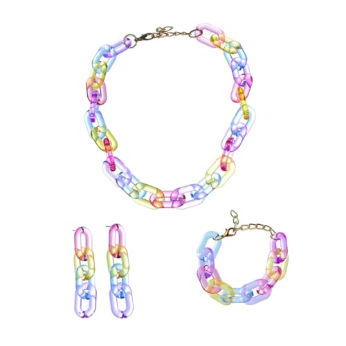 WATIIFUFU Kette Und Ohrringe Set Bunt Aus Acryl Mit Papierklammerketten-design Für Mädchen Inklusive Armband Für Feste Partys Und Alltagsgebrauch Als Geschenk WATIIFUFU Kette Und Ohrringe Set Bunt Aus Acryl Mit Papierklammerketten-design Für Mädchen Inklusive Armband Für Feste Partys Und Alltagsgebrauch Als Geschenk von WATIIFUFU