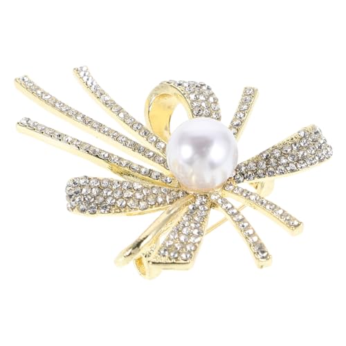 WATIIFUFU Damen Brosche Schleife mit Strass und Perlen Vielseitige Anstecknadel für Hochzeit Party und Abendkleidung Verarbeitet Modisches Accessoire für Frauen und Mädchen von WATIIFUFU