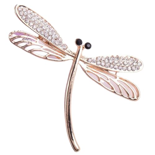 WATIIFUFU Damen Brosche mit Strassbesatz Vergoldete Libellen anstecknadel Modischer Schalclip für Festliche Anlässe Hochwertige Legierung Vielseitiges Schmuck accessoire von WATIIFUFU
