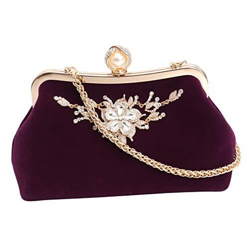 WATIIFUFU Handtasche Für Damen Abendtasche Aus Plüsch Mit Strasssteinen Clutch Für Party Und Bankett Geldbörse Hochzeitstasche Damen Clutch Telefon Aufbewahrung von WATIIFUFU